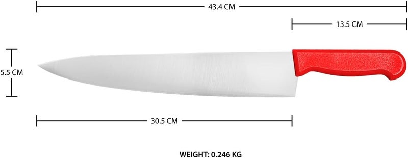 Kitchen Master 12 Inch Stainless Steel Professional Chef Knife (Red) - Image 2